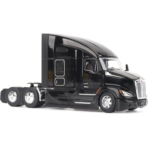 Kenworth T680 76in High Roof Sleeper Cab Tandem Tractor - Black 1:50 Scale Diecast Model Truck by Diecast Masters Alt Image 2