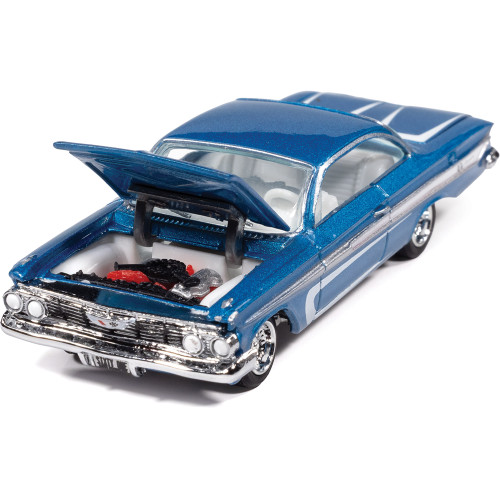1961 Chevy Impala SS 409 (Scrapin') - Blue 1:64 Scale Diecast Model Car by Johnny Lightning Alt Image 1