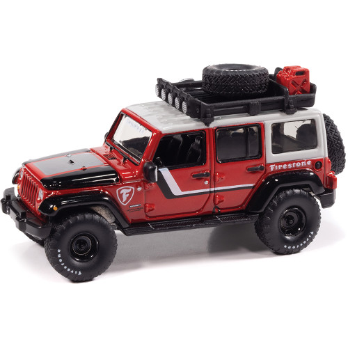 2018 Jeep Wrangler Firestone Field Agent - Black & Red 1:64 Scale Diecast Model Truck by Auto World Main Image