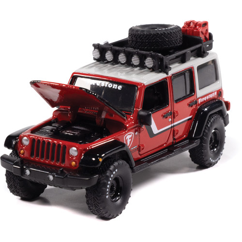 2018 Jeep Wrangler Firestone Field Agent - Black & Red 1:64 Scale Diecast Model Truck by Auto World Alt Image 1