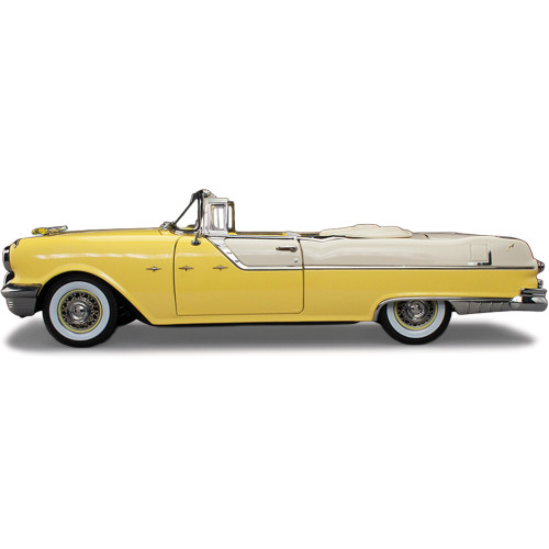 1955 Pontiac Star Chief Open Convertible - White Mist / Avalon Yellow 1:18 Scale Diecast Model Car by Sunstar Alt Image 6