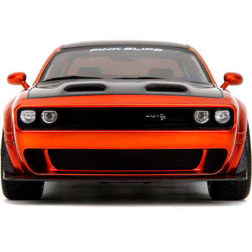 2015 Dodge Challenger SRT Hellcat Redeye Widebody - Pink Slips Candy Orange 1:18 Scale Diecast Model Car by Jada Toys Alt Image 5