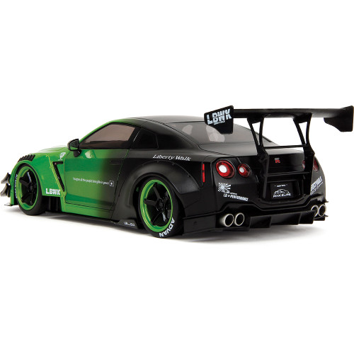Nissan GT-R (R35) Liberty Walk - Pink Slips Metallic Green 1:18 Scale Diecast Model Car by Jada Toys Alt Image 4
