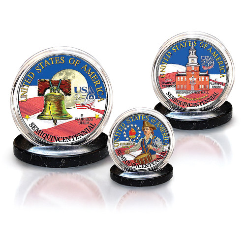 America's 250th Anniversary Commemorative 3 Coin Colorized Collection   by Merrick Mint Alt Image 1