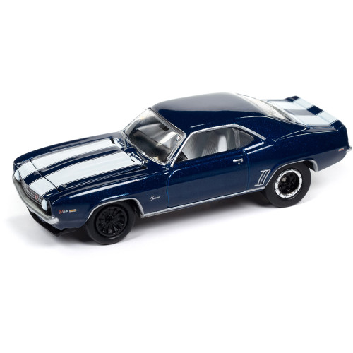 1969 Chevy Camaro Z28 - Blue w/White Stripes 1:64 Scale Diecast Model Car by Johnny Lightning Main Image