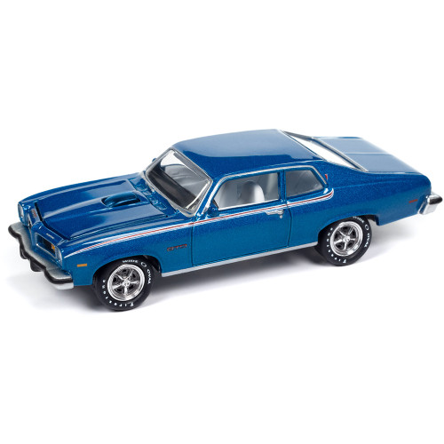 1974 Pontiac GTO - Regatta Blue w/RWB Stripes 1:64 Scale Diecast Model Car by Johnny Lightning Main Image