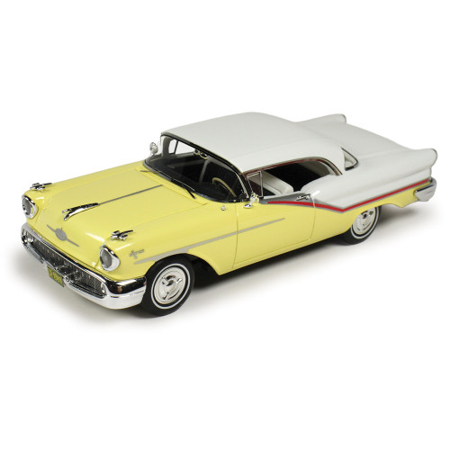 1957 Oldsmobile Starfire Coronado - Yellow & Alcan White 1:43 Scale Cast Resin Model Car by Goldvarg Collection Alt Image 1
