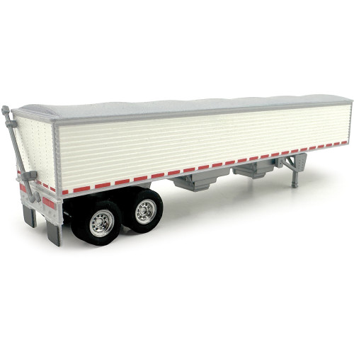Covered Grain Trailer White with Silver Tarp 1:87 Scale Model Truck by HO Logistics Alt Image 1