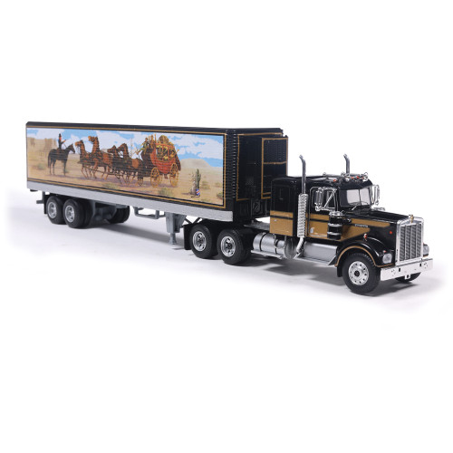 1976 Kenworth W900 - Black With Western Trailer 1:64 Scale Diecast Model Truck by IXO Models Alt Image 2