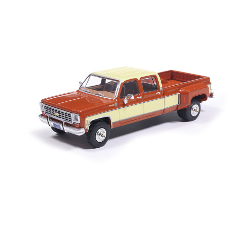 1975 Chevrolet K30 Crew Dab Dually - Grecian Bronze and Santa Fe Tan Deluxe Two-Tone 1:64 Scale Diecast Model Car by IXO Models Main Image