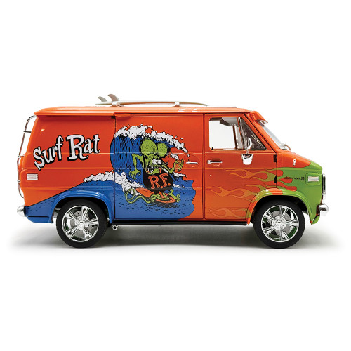 1976 Chevrolet Rat Fink G-Series Van - Surf Rat w/Figure Surfboard & Sticker 1:18 Scale Diecast Model Truck by Acme Alt Image 3