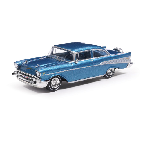1957 Chevrolet Bel Air Sedan with Continental Kit - Harbor Blue 1:64 Scale Diecast Model Car by IXO Models Main Image