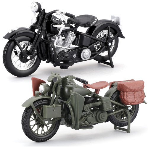 Harley-Davidson Duo 1942 Flat Head + 1948 Panhead 1:18 Scale Diecast Model Motorcycle by Maisto Main Image