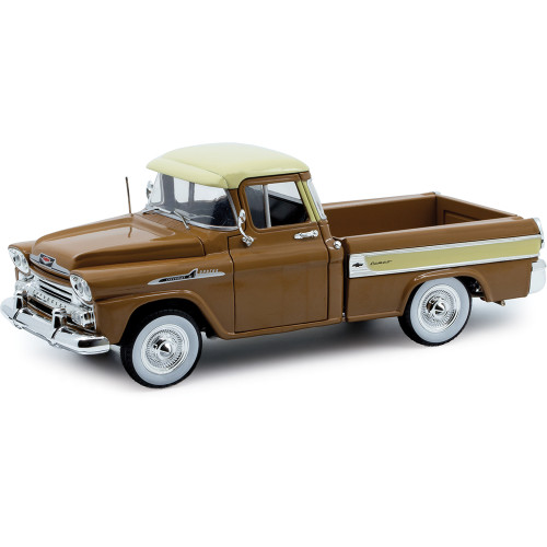 1958 Chevy Apache Cameo Pickup - Brown 1:24 Scale Diecast Model Truck by M2 Machines Main Image