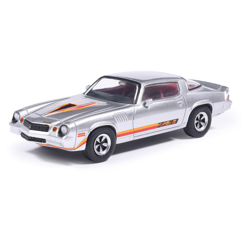 1979 Chevrolet Camaro Z28 - Silver with Orange Stripes 1:64 Scale Diecast Model Car by IXO Models Main Image