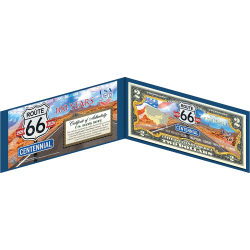 Route 66 100 Anniversary Legal Tender $2 Bill Main Image