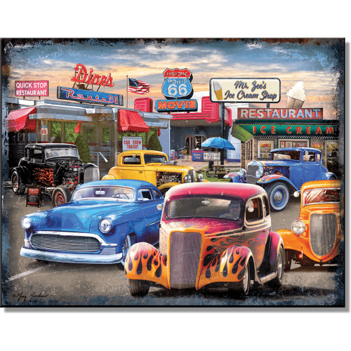 Route 66 Movie Night Metal Sign   by Desperate Enterprises Main Image