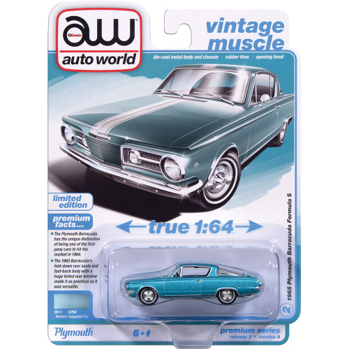 1965 Plymouth Barracuda Formula S - Medium Turquoise Poly w/White Stripe Alt Image 2