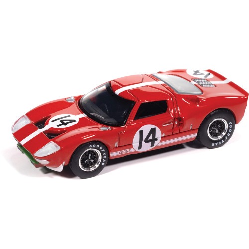 1965 Ford GT40 #14 - Red w/White Stripes 1:64 Scale Diecast Model Car by Auto World Main Image