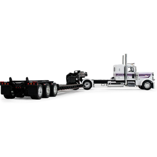 Peterbilt Model 389 36" Flat Top Sleeper & Fontaine Magnitude Lowboy Trailer - White/Black Alt Image 1