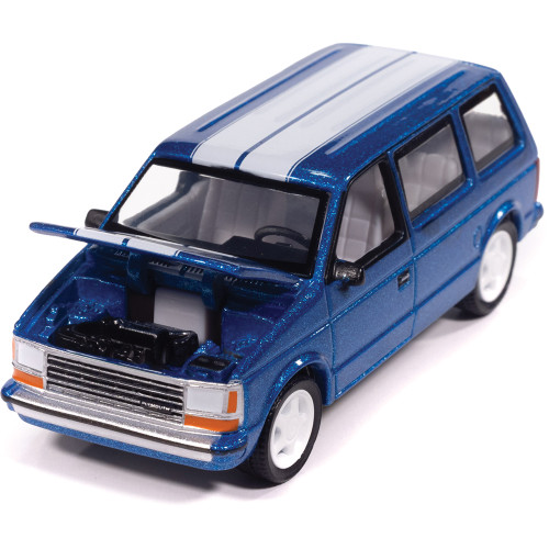 1989 Plymouth Voyager Turbo - Daytona Blue 1:64 Scale Diecast Model Car by Auto World Alt Image 1