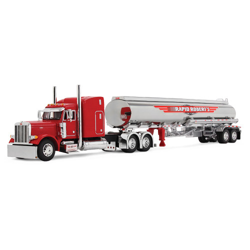 Peterbilt Model 379 with 63” Mid-Roof Sleeper & Heil Fuel Tank Trailer - Rapid Roberts 1:64 Scale Diecast Model Truck by Diecast Promotions Main Image