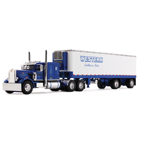 Western Distributors Peterbilt Model 351 with 63 Flat Top Sleeper & 40' Vintage Trailer with Reefer 1:64 Scale Diecast Model Truck by Diecast Promotions Main Image