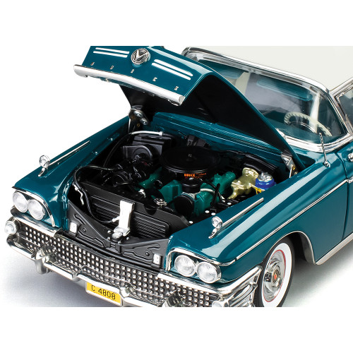 1958 Buick Limited Riviera Coupe -Glacier White / Dark Turquoise Poly 1:18 Scale Diecast Model Car by Sunstar Alt Image 7