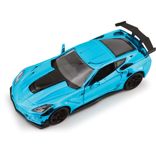 2019 Corvette ZR1 Mirror Finish Blue- That's a Wrap 1:24 Scale Diecast Model Car by Motormax Alt Image 1