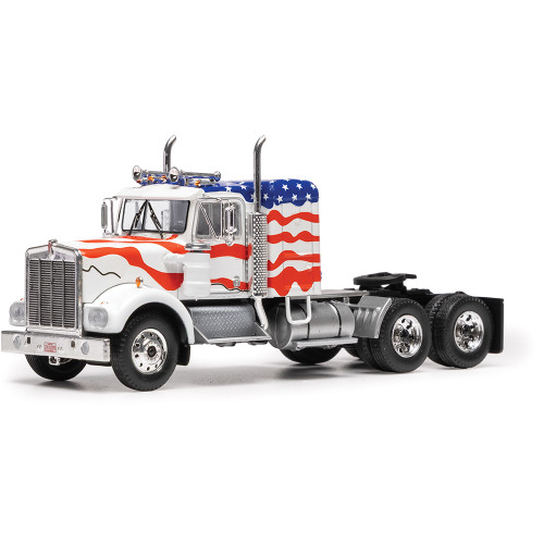 1970 Kenworth W925 Small Sleeper w/USA Flag 1:64 Scale Diecast Model Truck by IXO Models Main Image