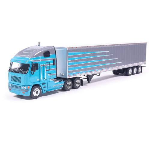 2002 Freightliner Argosy - Grey and Blue with modern trailer 1:64 Scale Diecast Model Truck by IXO Models Main Image