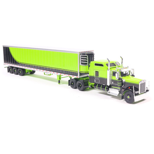 1990 Kenworth W900 with Refer Van - Neon Green and Black 1:64 Scale Diecast Model Truck by IXO Models Alt Image 2