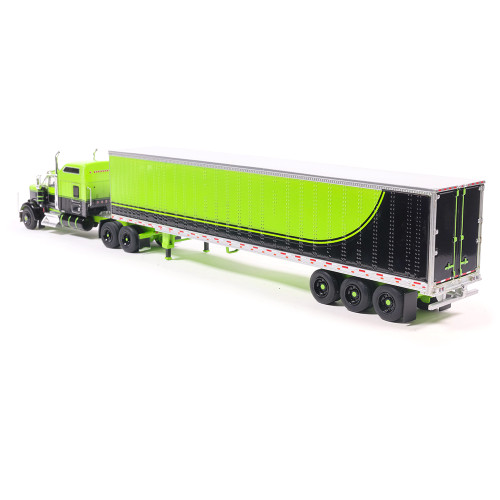 1990 Kenworth W900 with Refer Van - Neon Green and Black 1:64 Scale Diecast Model Truck by IXO Models Alt Image 3