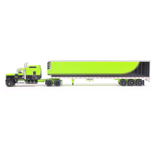 1990 Kenworth W900 with Refer Van - Neon Green and Black 1:64 Scale Diecast Model Truck by IXO Models Alt Image 4
