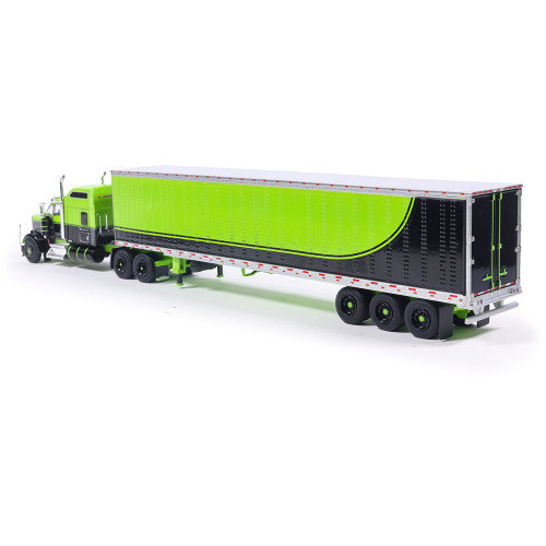 1990 Kenworth W900 with Refer Van - Neon Green and Black 1:64 Scale Diecast Model Truck by IXO Models Alt Image 3