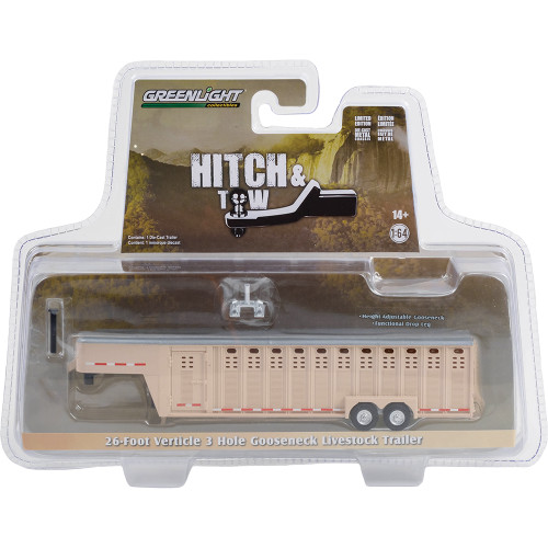 26-Foot Vertical Three Hole Gooseneck Livestock Trailer - Tan Alt Image 1