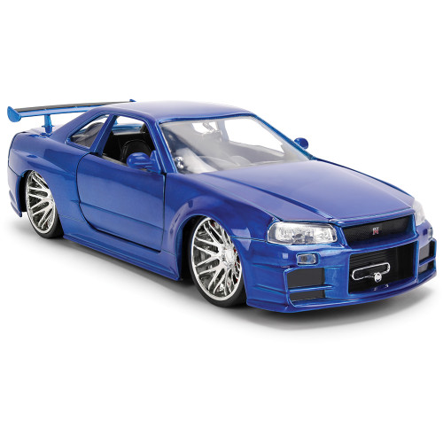 BRIAN's Fast & Furious 50th Anniversary Nissan Skyline GT-R - Brush Blue Chrome Finish 1:24 Scale Diecast Model Car by Jada Toys Alt Image 3