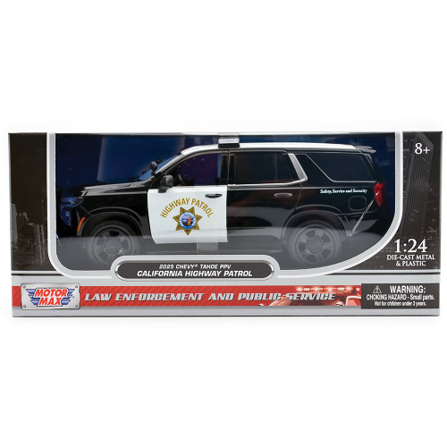 2025 Chevy Tahoe PPV - CHP - Black & White 1:24 Scale Diecast Model Truck by Motormax Alt Image 7