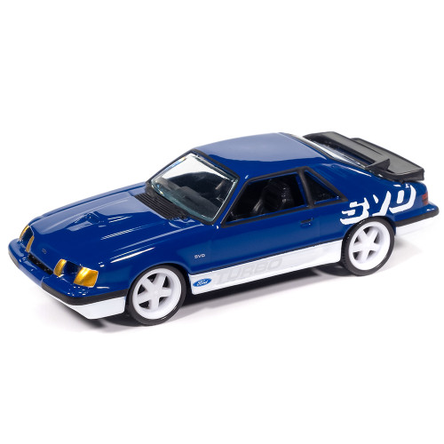 1995 Ford Probe GT & 1984 Ford Mustang SVO Curve Huggers 2Pack A - White & Blue 1:64 Scale Diecast Model Car by Auto World Alt Image 1