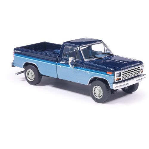 1981 Ford F-150 Custom Explorer Short Bed Styleside 4X2 - Midnight Blue Tu-Tone 1:64 Scale Diecast Model Truck by IXO Models Alt Image 2