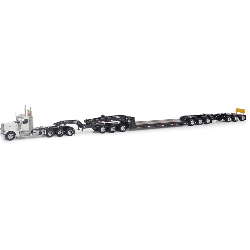 Peterbilt Model 589 BBC Day-Cab Tridem-Axle Truck Tractor & 1:64 Trail King TK170 Hydraulic Detachable Gooseneck Lowboy 1:64 Scale Diecast Model Truck by Diecast Masters Alt Image 1