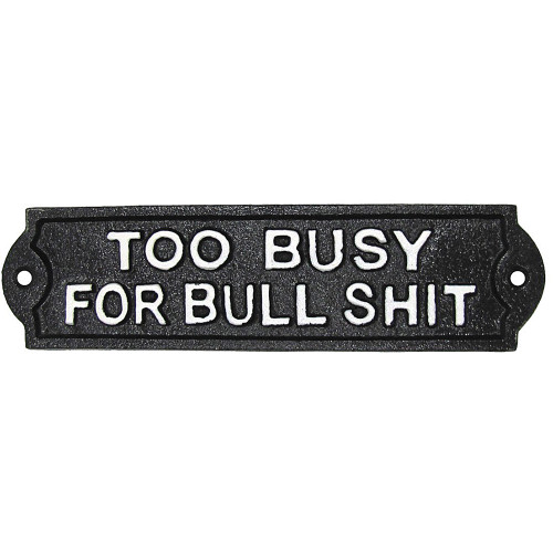 Too Busy For Bullshit Cast Iron Wall Sign Iron and Blossom (58085) Main Image