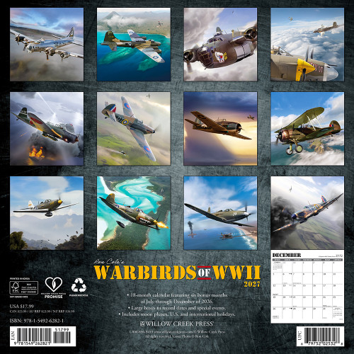 Warbirds of WWII 2027 Wall Calendar Willow Creek (62821) Alt Image 1