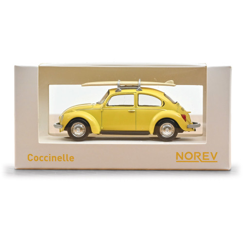 1973 VW Beetle 1303 - Pastel Yellow w/Surfboards 1:43 Scale Model Car by Norev Alt Image 3