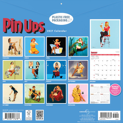 Pinups 2027 Wall Calendar CAROUSEL (270823) Alt Image 1