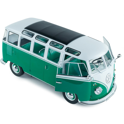 1962 Volkswagen T1 Samba - Green / White 1:18 Scale Diecast Model Truck by Solido Alt Image 4