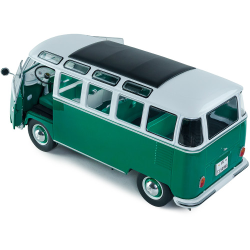 1962 Volkswagen T1 Samba - Green / White 1:18 Scale Diecast Model Truck by Solido Alt Image 5