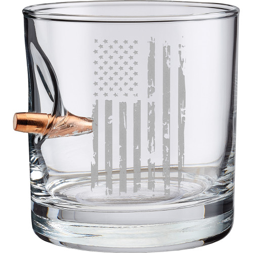American Flag 11oz Rocks Glass with .308 Bullet Main Image