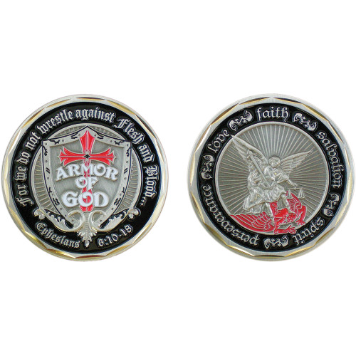 Armor of God Shield- St. Michael Challenge Coin Eagle Crest (2521) Main Image