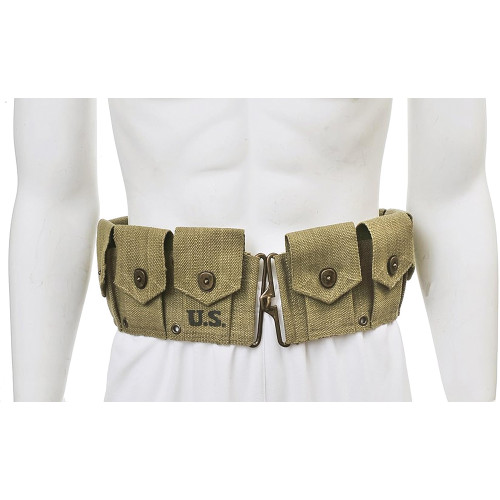 GARAND M1923 CARTRIDGE BELT MARKED JT&L® 1943 LIGHT OD  World War Supply (652) Alt Image 1
